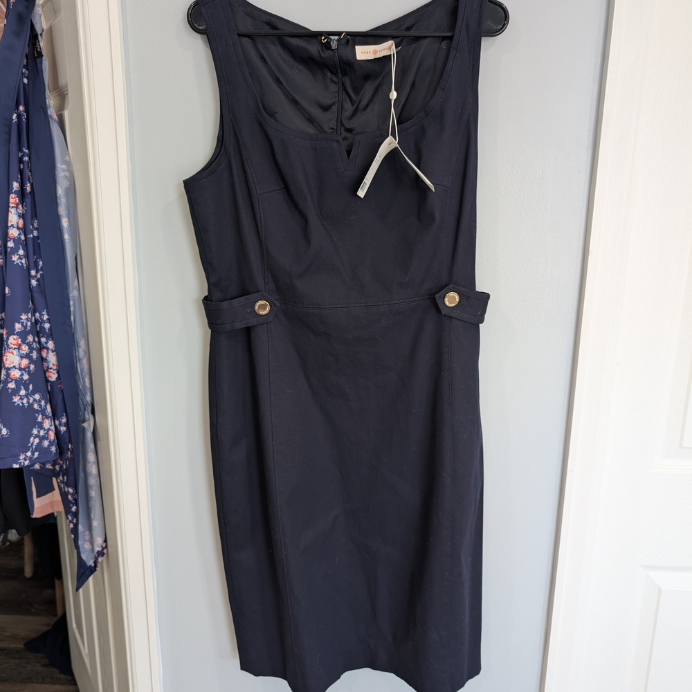 Tory Burch Blue Sleeveless Sheath Dress